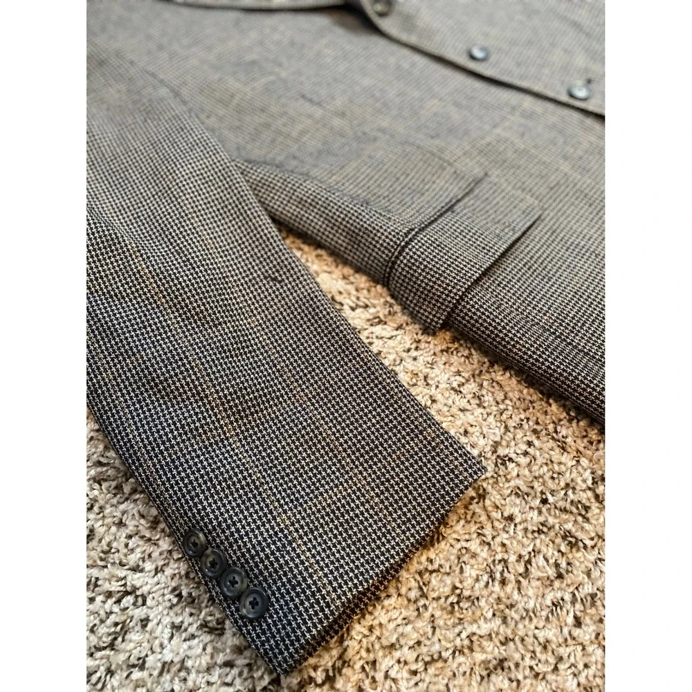 Jos. A. Bank Mens 44S Silk Wool Blazer Micro Houndstooth 3 Button Sport Coat